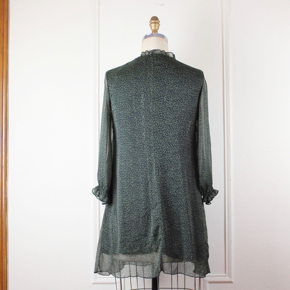 Zara Green & Black Animal Print V neck Mini Dress - Picture 6 of 10